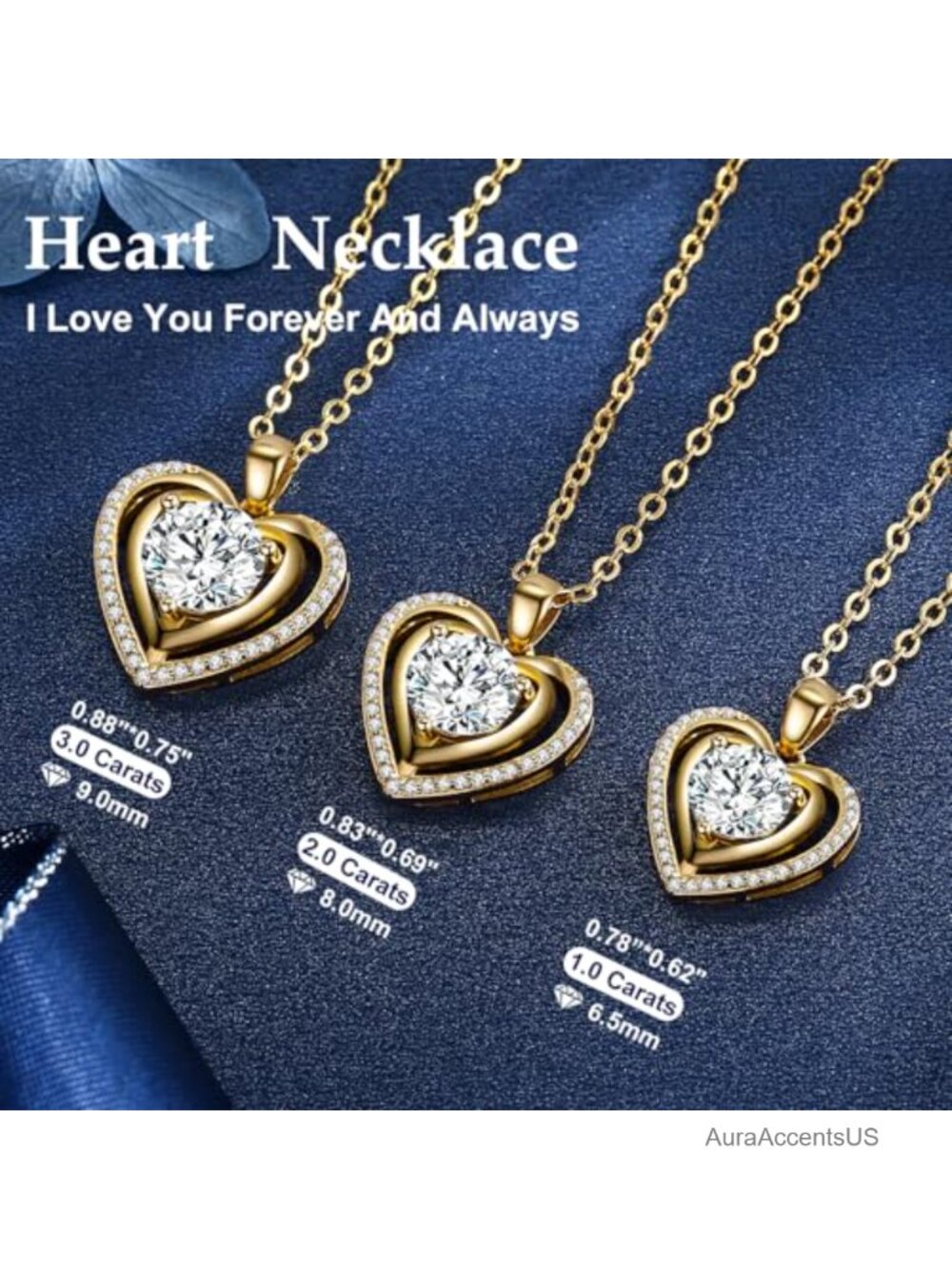 18K Platinum Filled 925 Sterling Silver Moissanite Heart Pendant Necklace - Picture 4 of 6